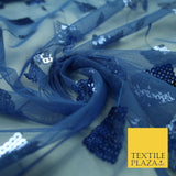 Luxury Blue Shiny Sequin Square Blocks Mesh Net Dress Fabric Fashion Craft 2758