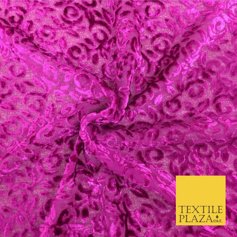 Pink Devore Polyester Viscose Burnout Velvet Fabric 44 Wide at Rs