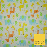 White Animals Giraffe Duck Brushed Cotton Flannel Winceyette Print Fabric 4496