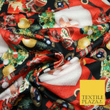 Festive Santa Claus Gifts Presents Penguins Christmas Waffle Jersey Fabric 5003