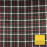 Navy Burgundy Tartan Plaid Check Winceyette Soft Brushed Cotton Print Fabric1286