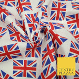 White Blue Red Falling Union Jack British Flags 100% Cotton Fabric 58" Wide 5077