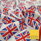 White Blue Red Falling Union Jack British Flags 100% Cotton Fabric 58" Wide 5077