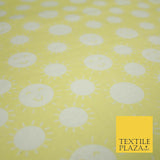 Yellow Summer Happy Smiling Sun Brushed Cotton Winceyette Flannel Fabric 58"5076