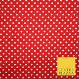 Red White Pea Spotted Polka Dot Printed 100% COTTON Fabric Minnie 58" Wide 4992