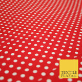 Red White Pea Spotted Polka Dot Printed 100% COTTON Fabric Minnie 58" Wide 4992