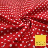 Red White Pea Spotted Polka Dot Printed 100% COTTON Fabric Minnie 58" Wide 4992