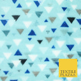 Aqua / Beige SUPER SOFT Printed Retro Aztec Triangle Cuddle Fleece Blanket Craft