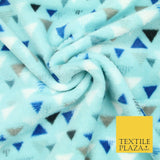 Aqua / Beige SUPER SOFT Printed Retro Aztec Triangle Cuddle Fleece Blanket Craft