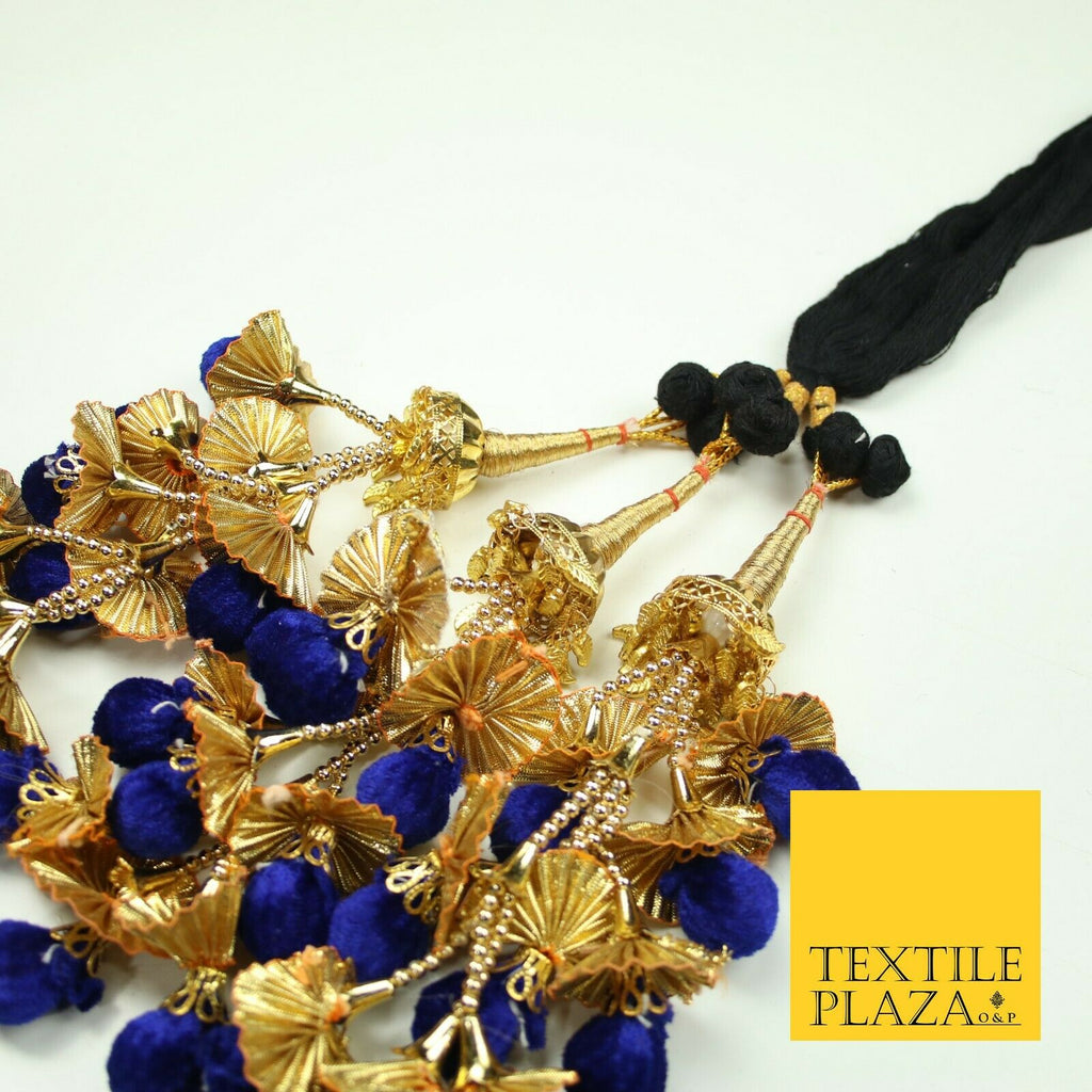 ROYAL BLUE Pom Pom Parandi Paranda Indian Tassel Mehndi Jago Hair Braid PR531