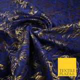 Purple Antique Gold Metallic Ornate Leafy Vine Textured Brocade Fabric 7132