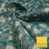 6 COLOURS Grey Ornamental Floral Vine Textured Brocade Jacquard Dress Fabric 59"