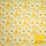 Yellow Giraffe Floral Garden Pin Dot Digital Print 100% Cotton Fabric 8221