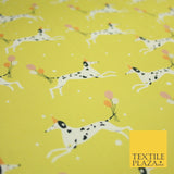 Yellow Dalmatian Party Hat Dog Balloons Digital Print 100% Cotton Fabric 8218