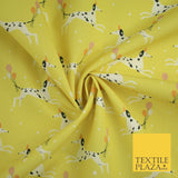 Yellow Dalmatian Party Hat Dog Balloons Digital Print 100% Cotton Fabric 8218