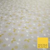 Grey Gold Metallic Snowflake Star Holly Festive Printed 100% Cotton Fabric 8240