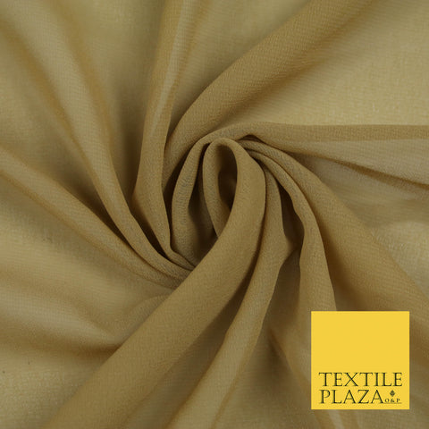 DESERT GOLD Premium Plain Dyed Chiffon Fine Soft Georgette Sheer Dress Fabric 5759