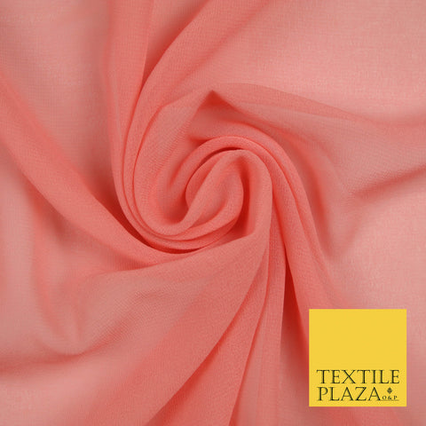 PEACH PINK Premium Plain Dyed Chiffon Fine Soft Georgette Sheer Dress Fabric 5776