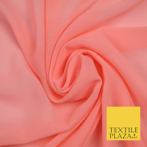 PEACH Premium Plain Dyed Chiffon Fine Soft Georgette Sheer Dress Fabric 5785