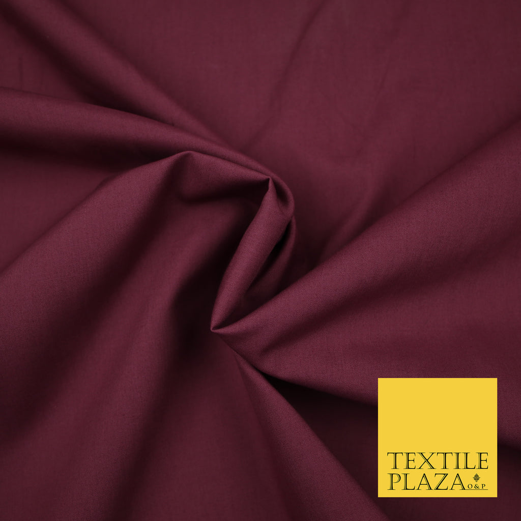 WINE BURGUNDY Premium Plain Polycotton Dyed Fabric Dress Craft Material 44" 3114