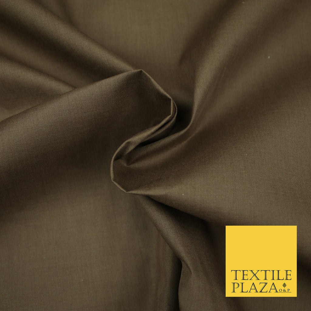 WALNUT BROWN Premium Plain Polycotton Dyed Fabric Dress Craft Material 44" 3116