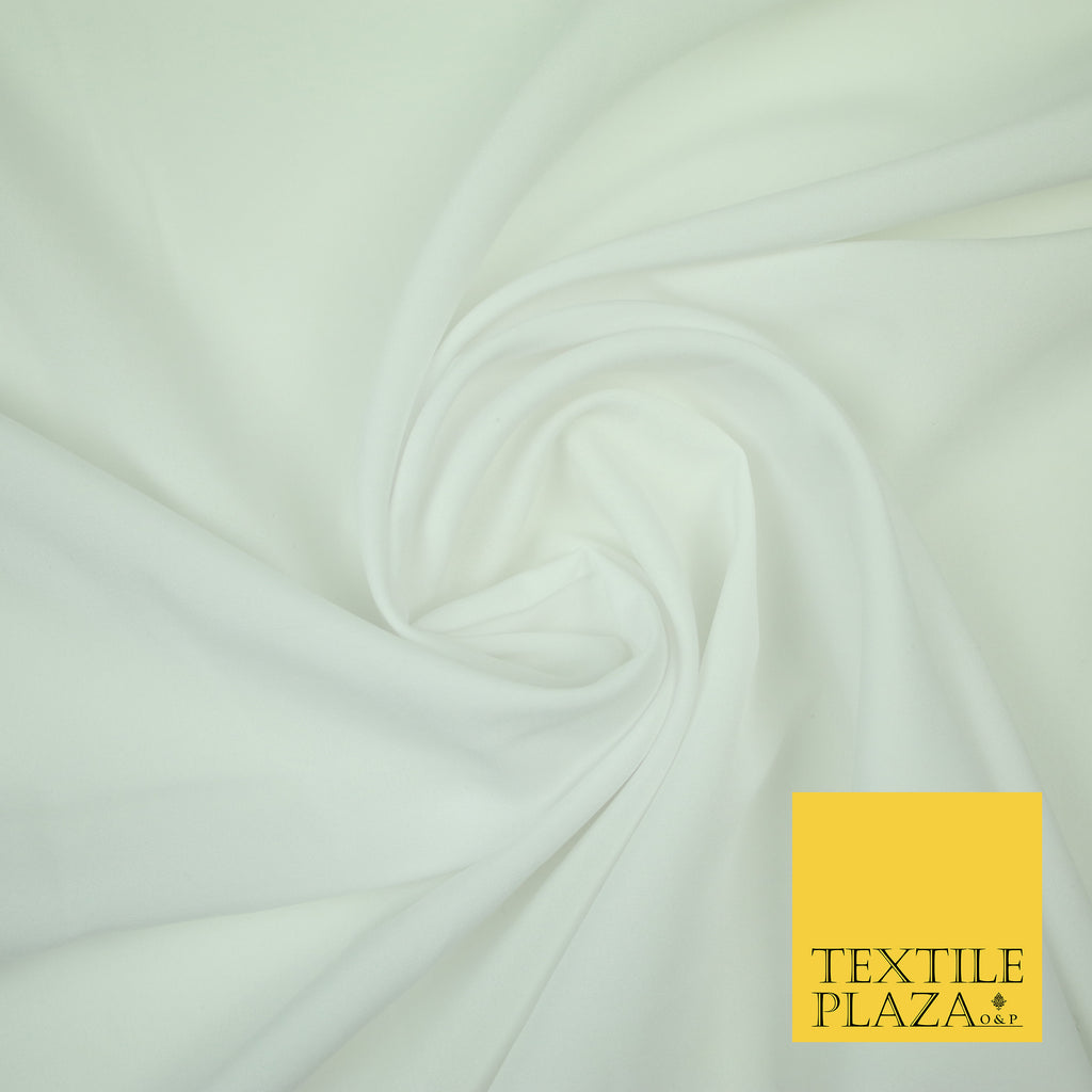 WHITE Plain Dyed Soft Powder Crepe Matt Lining Dress 100% Polyester Budget Fabric 44" 3240