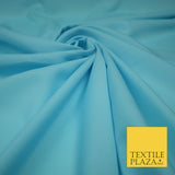 SKY BLUE Plain Dyed Soft Powder Crepe Matt Lining Dress 100% Polyester Budget Fabric 44" 3264